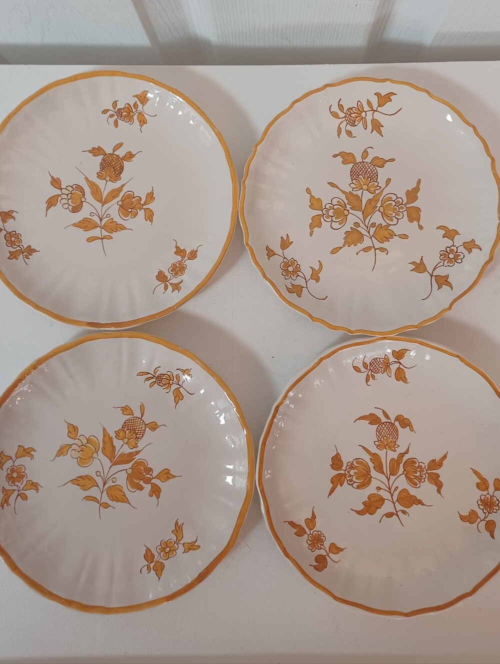 Vtg Tiffany & Co. Hand Painted French Faience Dessert Plates Set of 4 B.5539 (A)